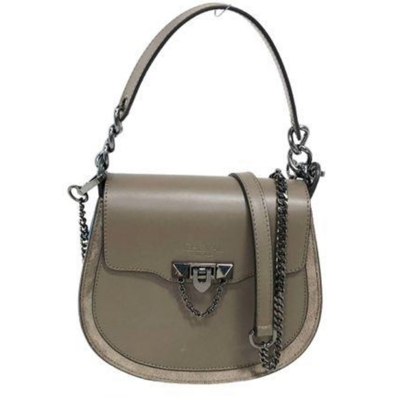 Cheval Firenze Rounded Bottom Italian Leather/Suede Saddle Crossbody/Beige - Picture 1 of 10
